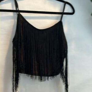 Love J Fringed Blaxk Crop Top 💕